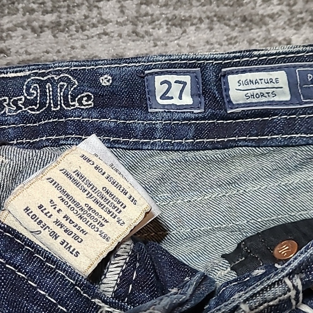 MISS ME SIGNATURE RHINESTONES SEQUINS LACE EMBROIDERED DENIM JEAN SHORTS - Picture 11 of 14